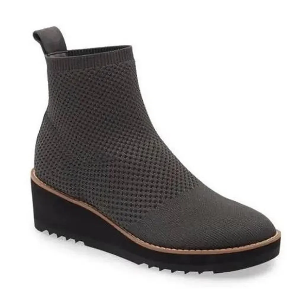 New Eileen Fisher London Recycled Stretch Knit Bootie in Grey 7
